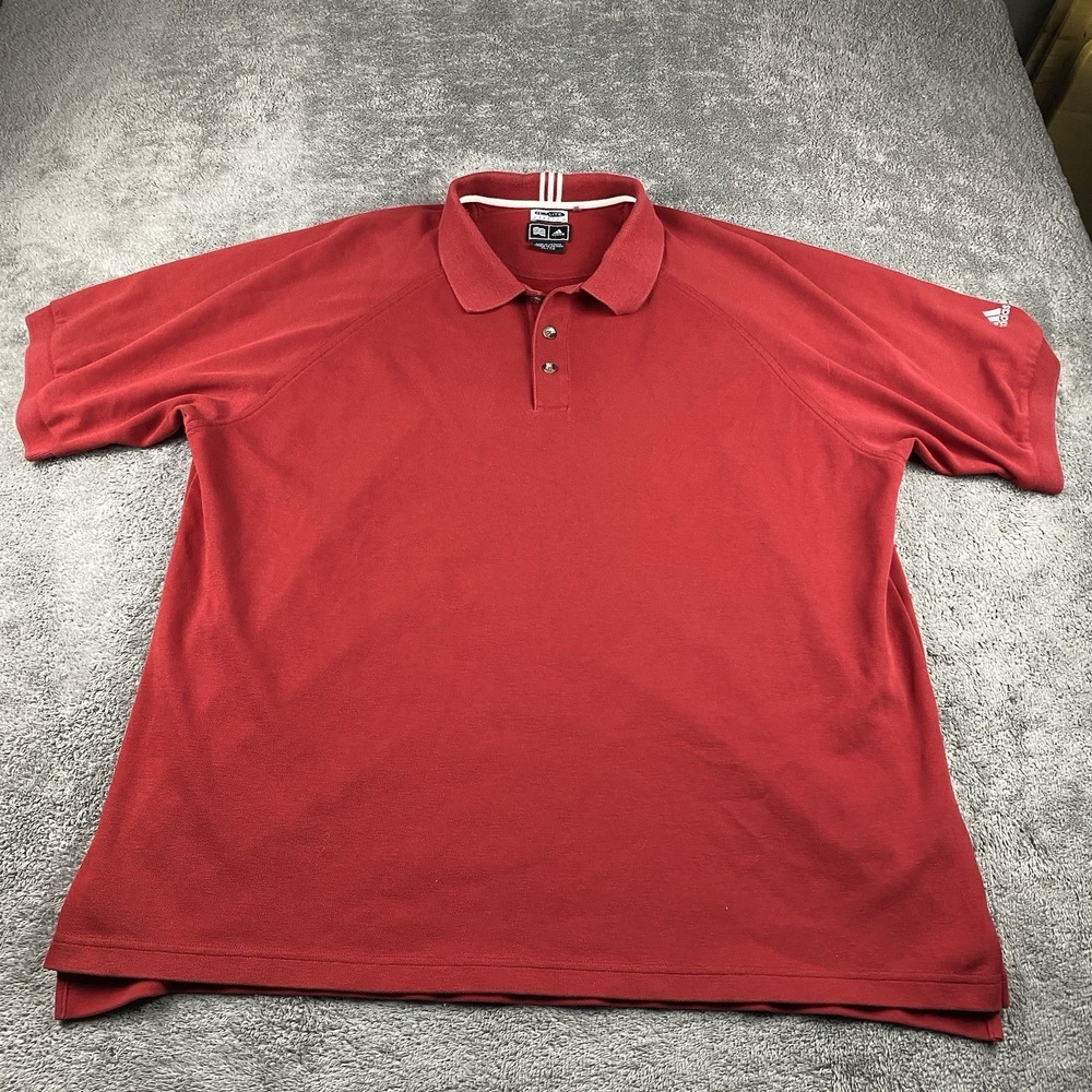 Adidas ClimaLite Stretch Golf‎ Shirt Polo Mens XL Red Short Sleeve